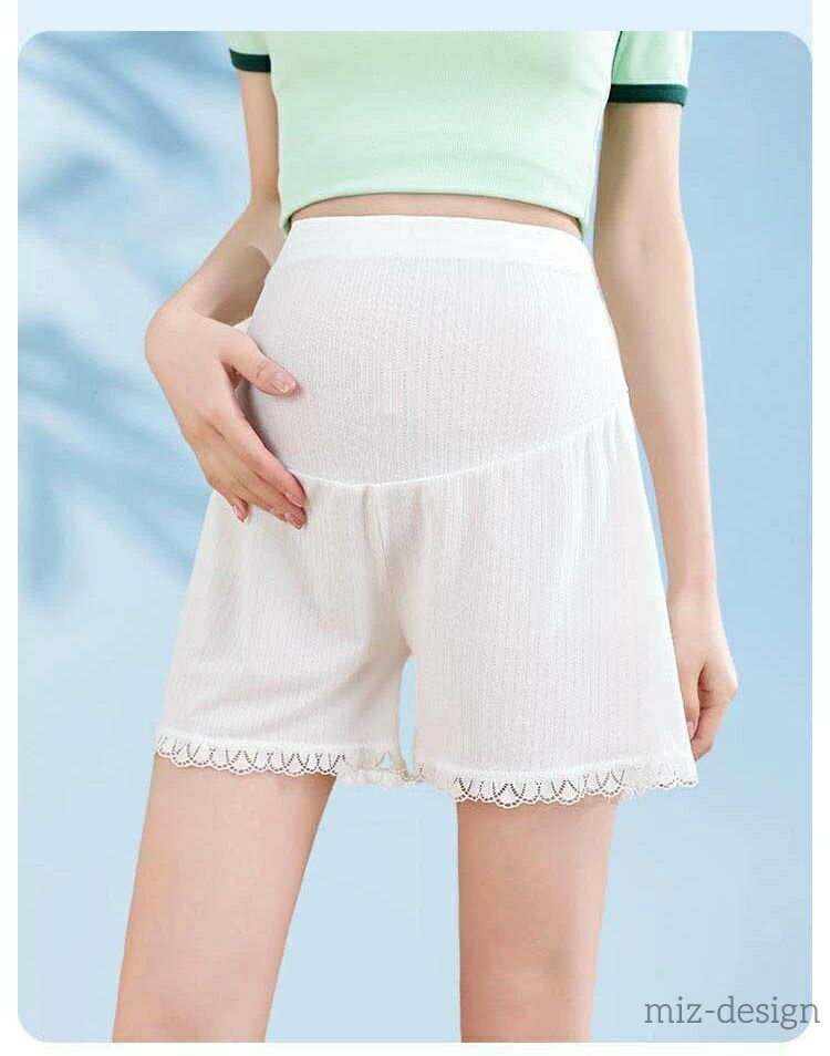【送料無料】マテニティ 妊婦 春夏 パンツ ゆったり ワイドパンツ ショートパンツ レース フリル らくちん 妊婦用 ボトムス レディース マタ