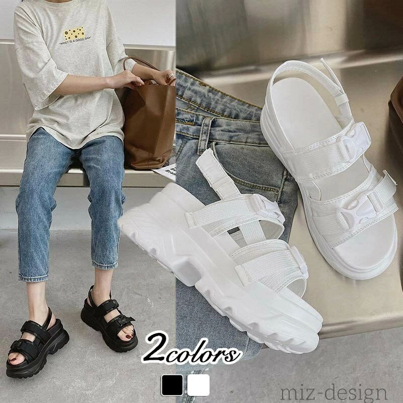 【送料無料】レディース 厚底 疲れにくい ストラップ 春 夏 レジャー 痛くない 疲れない 履きやすい