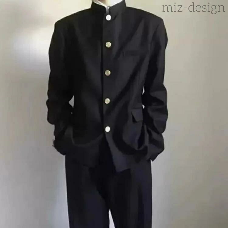 【送料無料】上着 ブラック 制服 スラックス 学ラン ボーイズ メンズ 学生服 ラウンド襟 詰襟 ズボン ジュニア 上下セット 男子 ジャケット