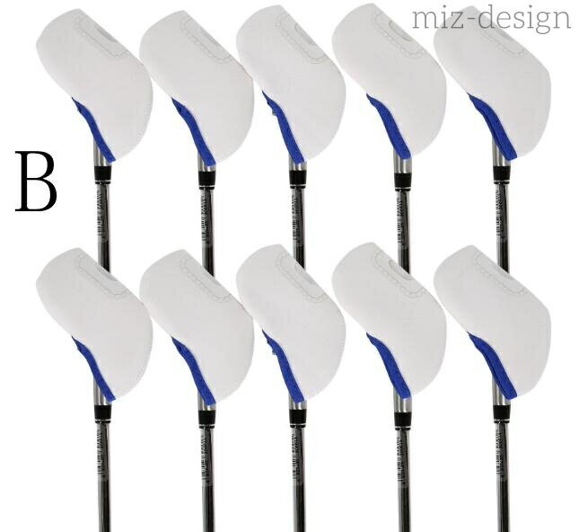 【送料無料】ゴルフ アイアン ヘッド カバー 番手 見える 窓 付 ソフト 素材 10個 セット ワインレッド