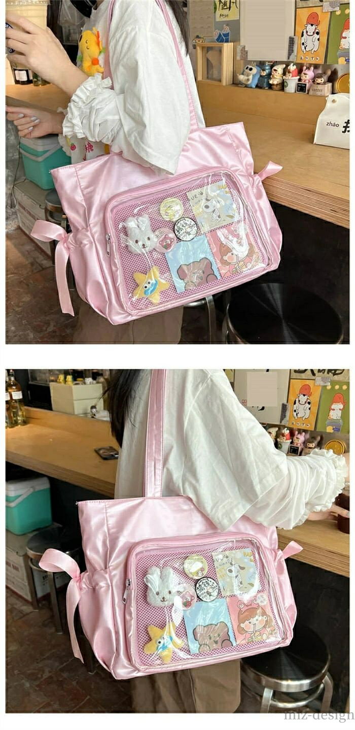 【送料無料】痛バッグ レディース 大容量 缶バッチ 痛バッグ a4 推し活 デコバッグ トートバッグ 2way