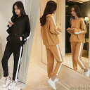 【送料無料】セットアップ レディース 秋冬 スウェットパーカー パンツセット 長袖 ロングパンツ 部屋着 体型カバー 無地 シンプル