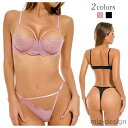 【送料無料】ノンパテッドブラ ショーツ セット T バック ショーツ 魅せる 谷間 ハーフカップ ワイヤーつき セクシーランジェリー 下着 レディース セクシー インナー