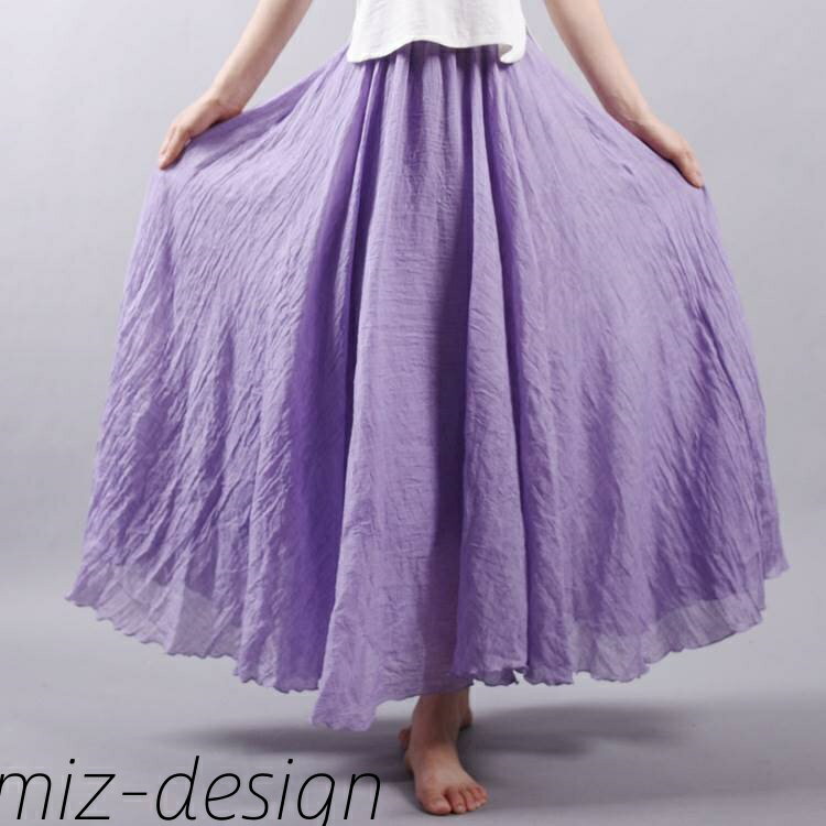 【送料無料】メロウヘム ふんわり ロングスカート レディース ロング丈 マキシ丈 フレア 2タイプ 薄手 ウエストゴム ハイウエスト