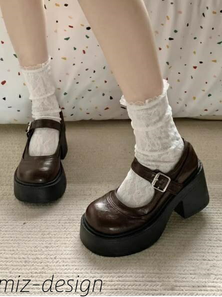 【送料無料】ローファー ストラップシューズ ボリューム ストラップサンダル 太ヒール 厚底 ウェッジソール 美脚 脚長 かわいい