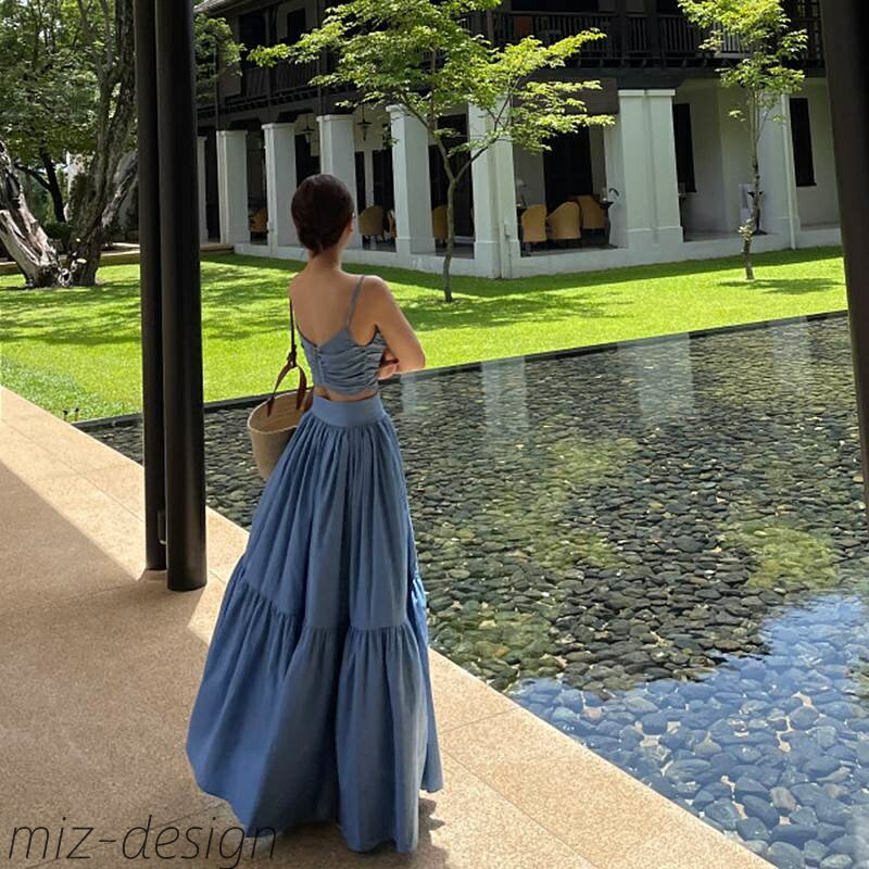 【送料無料】スカート トップス キャミソール セットアップ フレアスカート ロングスカート ロング 袖なし ノースリーブ オフショルダー