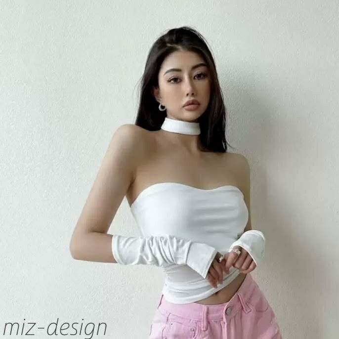 【送料無料】トップス インナー チューブトップ ミニ ショート 袖なし ノースリーブ タイト スリム 細身 切り替え 背中開き へそ出し