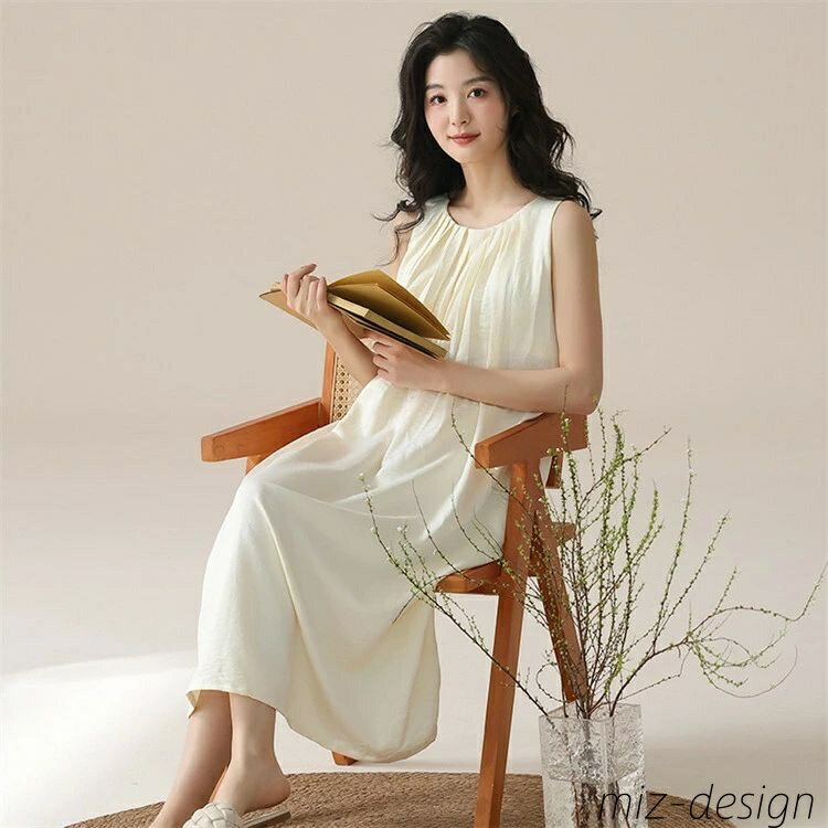 【送料無料】レディース ワンピース 大きいサイズ カップ付き パッド付き タンクワンピース ネグリジェ ノースリーブ ワンピース 夏 部屋着 かわいい