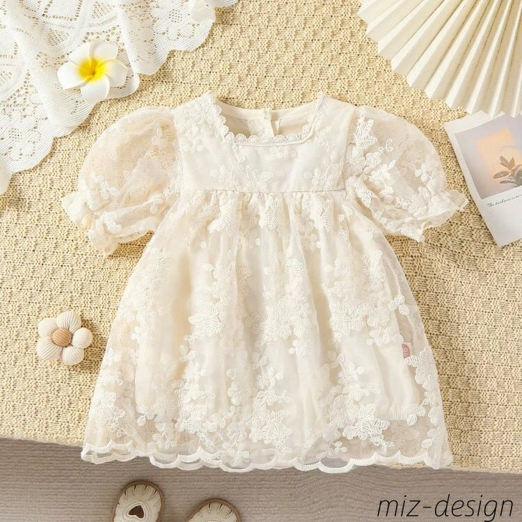 【送料無料】赤ちゃん 夏 セレモニードレス ベビー服 ワンピース ロンパース 半袖 レースワンピース キ..