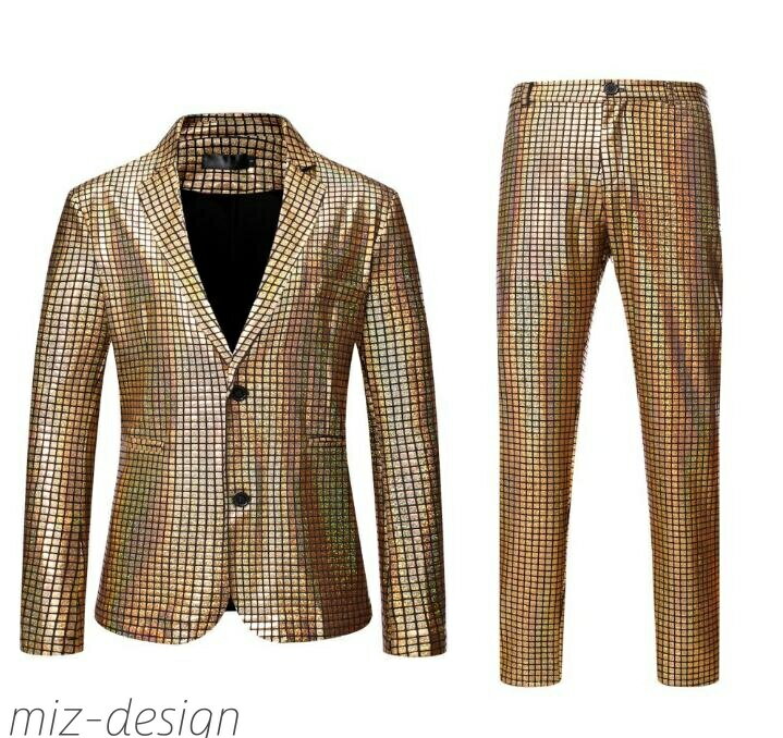 【送料無料】メンズスーツ2点セット チェク柄スーツ 舞台 ダンス衣装 光沢あり キラキラ タキシード カラオケ 歌手 魔術師 DS 忘年会 ステージ衣装