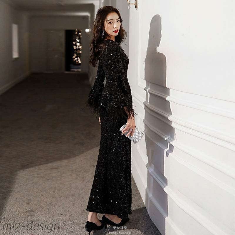 パーティードレス パンツドレス パンツスタイル セットアップ フランスの 黒の ワンショルダー スリム パーティー 年次 総会 誕生日 パーティー パフォーマンス キャットウォーク テール トースト イブニングドレス スカート