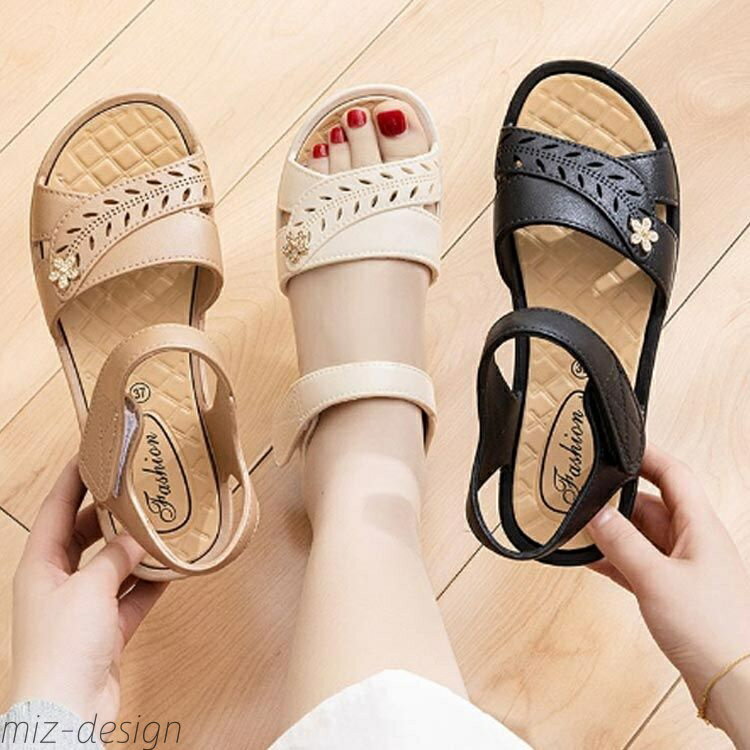 【送料無料】サンダル コンフォートサンダル ヒール 柔軟性 ビーチサンダル 疲れにくい 通気性 レディース ソフトフットベッド