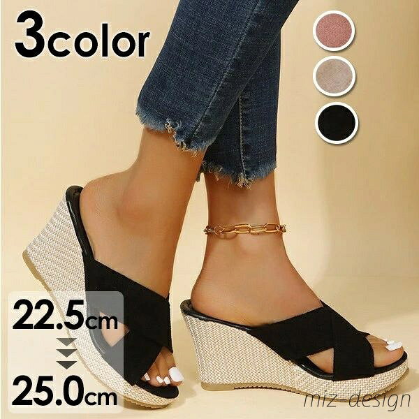 【送料無料】室内履き 仕事 厚底サンダル 軽い 軽量 美脚 疲れにくい大きいサイズ 痛くない サンダル歩きやすい ウェッジソール ミュール 夏