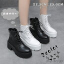 【送料無料】ショートブーツ 厚底ブーツ 7cm ハイヒール ワークブーツ レディース 厚底 かわいい レディース ブラック ホワイト 白