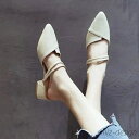 【送料無料】 春新作気質太いヒール包頭ハーフスリッパサンダル女性用二着サンダル