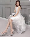 【送料無料】白 バックロング仕様 ノースリーブ 結婚式 パーティ 衣装 オシャレ かわいい