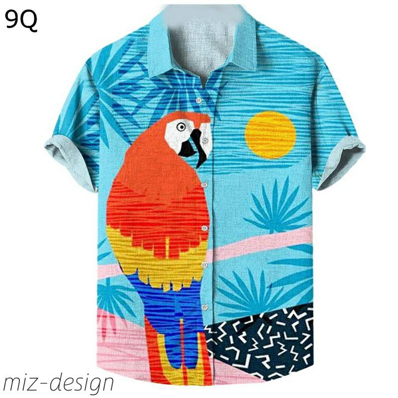 【送料無料】ブラウス アロハ ヤシの木柄 チェック ピアノキー柄 半袖 5分袖 夏着 開襟 南国 大きいサイズ 体型カバー サマー カジュアル