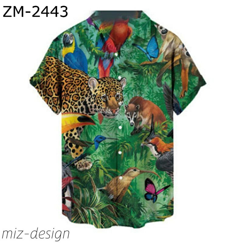 【送料無料】S-5XL 猫柄 ハワイシャツ ブラウス アロハ 可愛い 総柄 日系 レディース 半袖 5分袖 夏服 ..