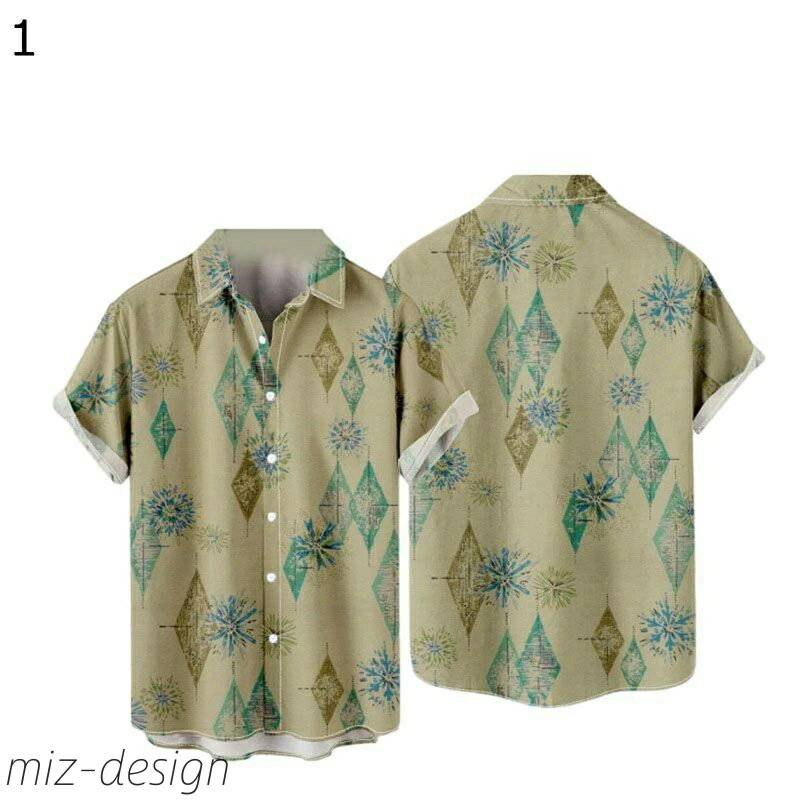 【送料無料】ハワイシャツ ブラウス メンズ 波柄 開襟 5分袖 ジュニア 夏着 薄手 南国 薄い カジュアル ゆったり 体型カバー 涼感 上着