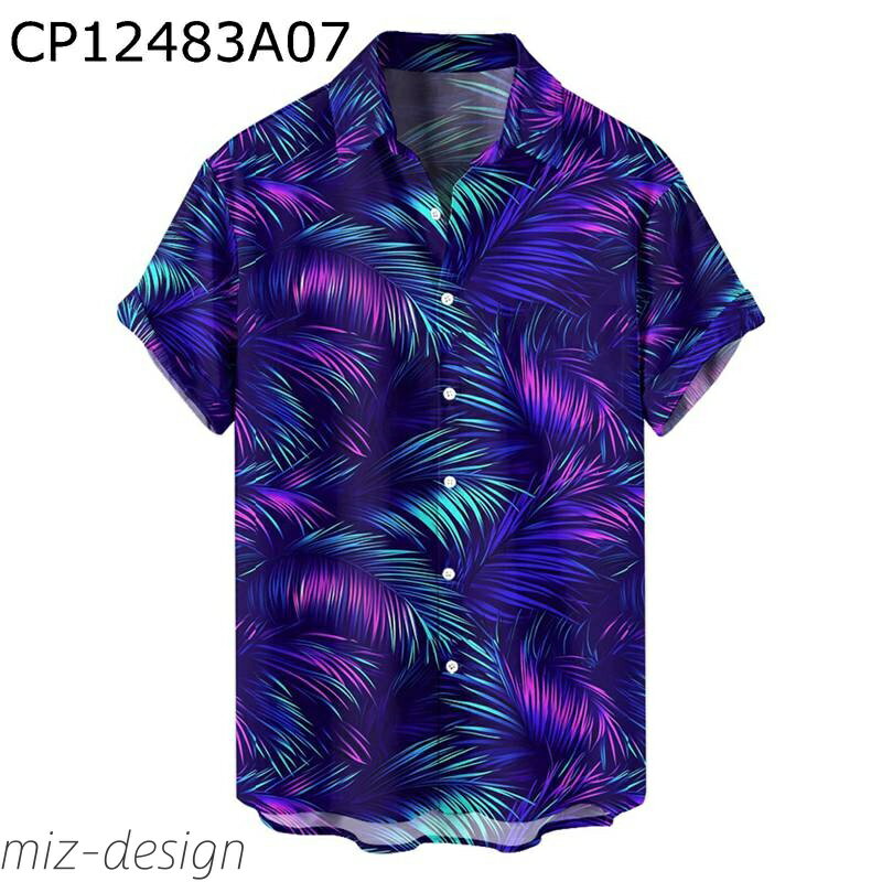 【送料無料】半袖シャツ 花柄 ボタニカルプリント アロハシャツ カジュアル ボタンダウン 形態安定 防皺 復古 アメリカン リゾート