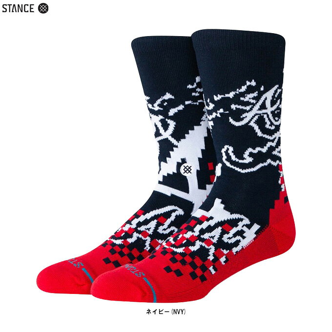 Rakuten - ◆メール便対応商品◆STANCE（スタンス）PIXEL ATL（A555A26PXA）（野球/ベースボール/トレーニング/スポーツ/ランニング/カジュアル/ソックス/靴下/MLB/メジャーリーグ/アトランタ・ブレーブス/男性用/メンズ）