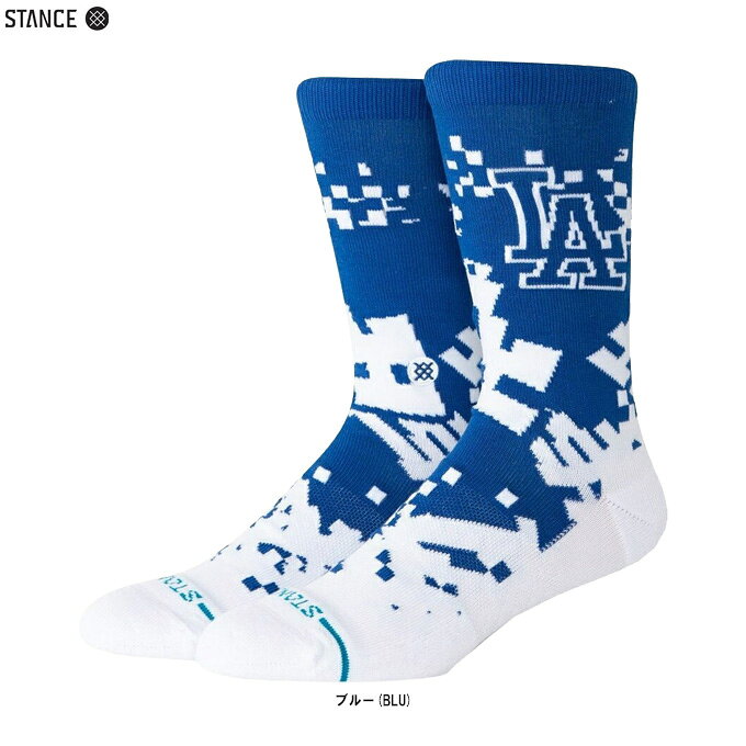 Rakuten - ◆メール便対応商品◆STANCE（スタンス）PIXEL LAD（A555A26PXL）（野球/ベースボール/トレーニング/スポーツ/ランニング/カジュアル/ソックス/靴下/MLB/メジャーリーグ/ロサンゼルス・ドジャース/男性用/メンズ）
