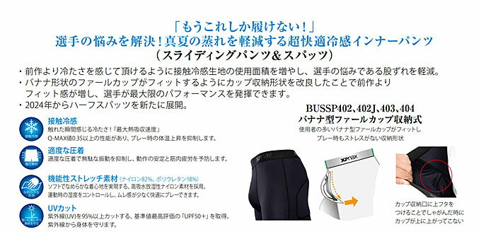 ◆メール便対応商品◆Xanax（ザナックス）コンプリートハーフスパッツ（BUSSP403）（スポーツ/野球/ベースボール/ソフトボール/トレーニング/部活/インナー/アンダーウェア/タイツ/接触冷感/一般用）