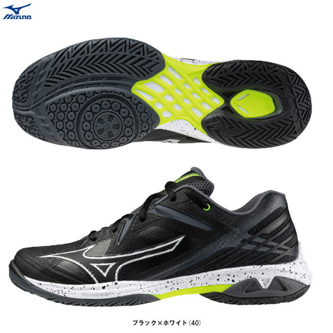 ■品番 71GA2444 ■商品説明 MIZUNO ENERZY NXT搭載の、軽量性・加速性コンセプトのnewウエ—ブクロー。4Eワイドタイプ。 ソール特徴：ノンマーキングソール フィット：MB-HOLD FIT その他特徴：日本バドミントン協会検定合格品 ■素材 甲材：人工皮革×合成繊維 底材：合成底 インソール：ミズノエナジーインソール/取り外し可 ■カラー ブラック×ホワイト(40) ■サイズ 23.0〜28.0cm 足幅：4E相当 質量：約310g(27.0cm片方) ■当社在庫商品 ・メーカー希望小売価格はメーカーサイトに基づいて掲載しています。