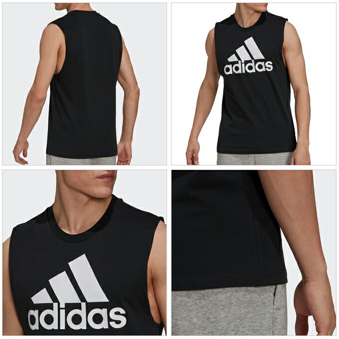 ◆メール便対応商品◆adidas（アディダス）エッセンシャルズ ビッグロゴ タンクトップ（IYQ49）（スポーツ/トレーニング/練習/ランニング/ジム/部活/ウェア/ノースリーブ/男性用/メンズ）