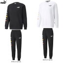 PUMA（プーマ）LOGO REPEAT GRAPHIC クルースウェット パンツ 上下セット（674357/674360）（スポーツ/トレーニング/ランニング/セットアップ/ウェア/長袖/カジュアル/男性用/メンズ）