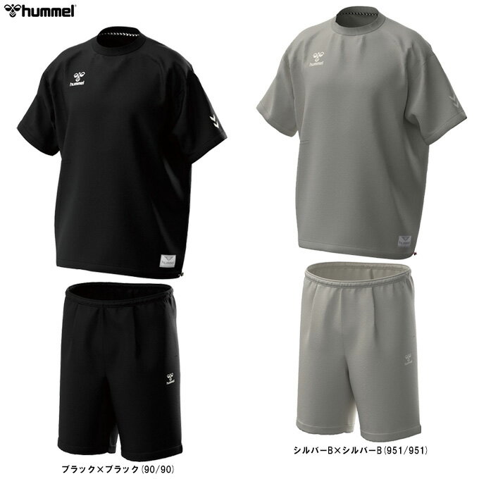 hummel（ヒュンメル）PLAY シアサッカーTシャツ クロスショーツ 上下セット（HAP4191/HAW2161HP）（サッカー/フットサル/スポーツ/トレーニング/ランニング/フィットネス/セットアップ/ハーフパンツ/ウェア/半袖/男性用/メンズ）