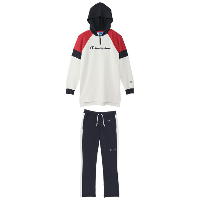 Champion（チャンピオン）ウィメンズ スウェットパーカー パンツ 上下セット（CWSS111/CWSS210）（スポーツ/トレーニング/フィットネス/カジュアル/部屋着/ルームウェア/長袖/パーカー/フード付き/パンツ/女性用/レディース）