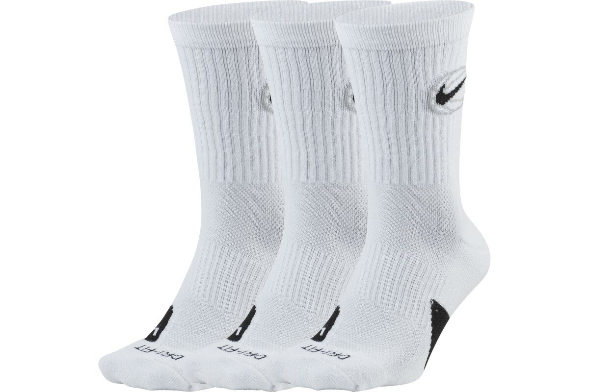 ナイキ NIKEバスケ ソックスエブリデイクルーソックス3足組(ホワイト/ブラック)【DA2123-100】▲■