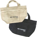 AND PACKABLE サイドポケットバッグ アンドロゴ 綿 36x22cm 全2種
