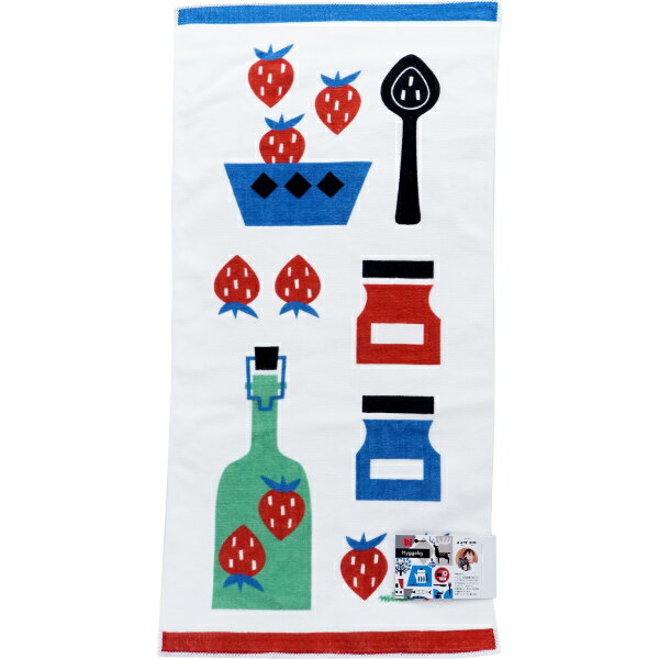 【メール便可】イイダミカ ストロベリー ミニフェイスタオル 25x50cm 綿100% 北欧 デザイン