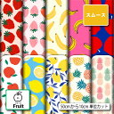 スムースニット生地 布 フルーツ柄 ストレッチ 商用利用可 ハンドメイド 手作り 手芸 洋服 スヌード ストール 衣装 コスチューム (fruit_4)