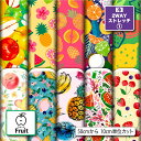 2wayストレッチニット生地 布 フルーツ柄 縦横に伸びる 吸水速乾 UVカット 商用利用可 ハンドメイド 手作り 手芸 水着 レオタード スポーツウエア レギンス 枕 (fruit_3)