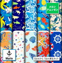 【楽天スーパーセールクーポン配布中】メロンアムンゼン生地 布 マリン柄 シワになりにくい 商用利用可 ハンドメイド 手作り 手芸 風呂敷 よさこい コスプレ 衣装 バッグ 羽織 和装 巾着袋 (marin_3)