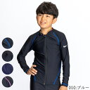 2025年/春夏新作 ジュニア水着 男の子 女の子 フィットネス水着 ラッシュガード・トップス/フルジップ NIKE ナイキ 1991109