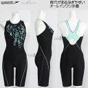 スピード speedo フィットネス水着 レディース Mサイズ SFW12563 ブラック×ミント KM ドット柄 ルースン オールインワン/2025FW