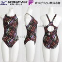 【期間限定8月11日まで25%OFF】 ミズノ 競泳水着 レディース WA承認 Mサイズ N2MAC24462 レッド ネオン柄 ストリームエース 競泳用ローカ...