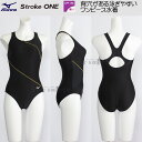 ミズノ MIZUNO ワンピース水着 レディース XLサイズ(Oサイズ) N2JAC30291 ブラック×ブラック フィットネス水着 ストロークワン /2025FW(4)