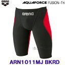 140cm 競泳水着 ジュニア男子 arena アリーナ ARN1011MJ ブラック×レッド BKRD アクアフォースフュージョントライ FINA承認 /2025FW