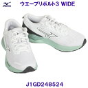 ミズノ MIZUNO ランニングシューズ J1GD248524 ウエーブリボルト3 WIDE ワイド ホワイト×グレー×ブルーグリーン 女性用 レディース /2024SS 1