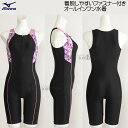 【30%OFF】 ミズノ フィットネス水着 レディース Mサイズ N2JGB82096 ブラック×ピンク ファスナー付きオールインワン水着