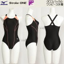 ミズノ フィットネス水着 レディース Mサイズ N2JAB30296 ブラック×コーラルピンク ここちストラップ0 ストロークワン ワンピース /値下げしました!!40%OFF