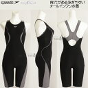 商品説明■ブランド：スピード speedo（株式会社ゴールドウィン）■商品番号：SFW12355■サイズ：Lサイズ（身長：162～168cm、バスト：84～88cm、ウエスト：65～69cm、ヒップ：92～96cm）■カラー：KG（ブラック×グレイ）■型：ルースンニースキン4分丈■カップ：縫込みカップ■素材：Ultra Stretch ECO（ポリエステル75％・ポリウレタン25％）■原産国：日本または中国仕様規格■ルースンニースキン：動きやすい一体型スタイル。オールインワンモデル。泳ぎにもウォーキングにもマルチに対応。■Ultra Stretch ECO（ウルトラストレッチエコ）：スムーズな泳ぎをサポートするはっ水性。縦にも横にも自由に伸びて着用後もズレにくい、高いストレッチ性。ボディラインが出にくい安心感のある厚み。環境配慮型素材。コ メ ン ト■生地の裁断のため、イラスト・文字の位置は水着によって異なります。■Loosen（ルースン）：しっかり泳ぎたいフィットネススイマー向けの水着です。生地が厚めで、水着に縫い込まれた胸カップが付いたスピードの女性用フィットネス水着。エレッセの人気モデル「ウルトラストレッチ」と同じシルエットパターンでスピードにも登場しました。・メーカー希望小売価格はメーカーカタログに基づいて掲載しています