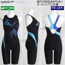 スピード speedo フィットネス水着 レディース Lサイズ SFW12569 ブルー BL 幾何学模様 ルースン オールインワン/2025FW