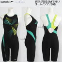 スピード speedo フィットネス水着 レディース Mサイズ SFW12569 グリーン GR 幾何学模様 ルースン オールインワン/2025FW
