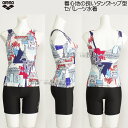 アリーナ フィットネス水着 レディース セパレート Oサイズ AS4FWF47W ホワイト×ブラック WHBK Uバック パリの街並み /値下げしました!!25...